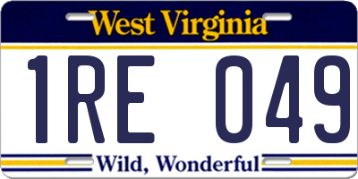 WV license plate 1RE049
