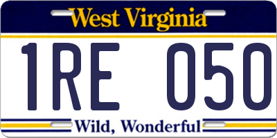 WV license plate 1RE050