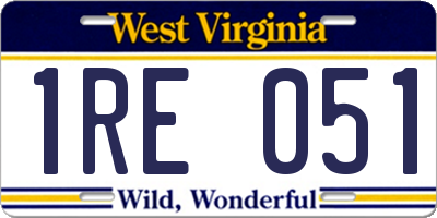 WV license plate 1RE051