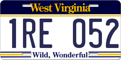 WV license plate 1RE052