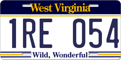 WV license plate 1RE054