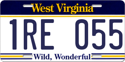 WV license plate 1RE055