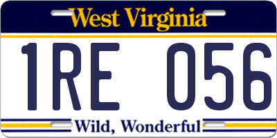 WV license plate 1RE056