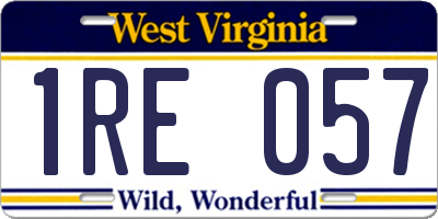 WV license plate 1RE057