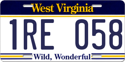 WV license plate 1RE058