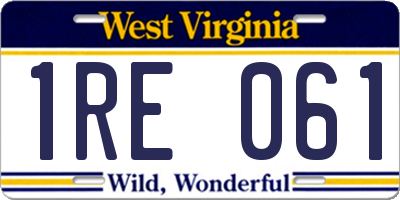 WV license plate 1RE061