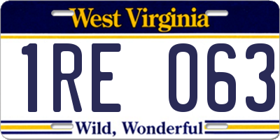 WV license plate 1RE063