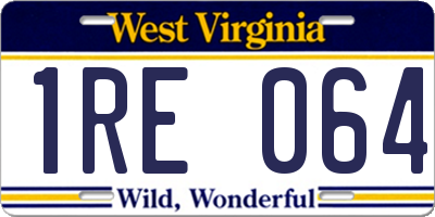 WV license plate 1RE064