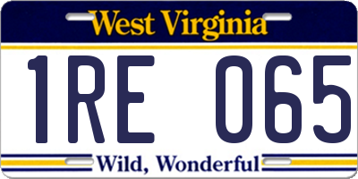 WV license plate 1RE065