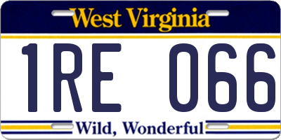 WV license plate 1RE066