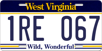 WV license plate 1RE067