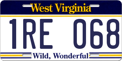 WV license plate 1RE068