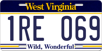 WV license plate 1RE069