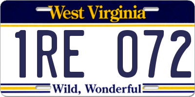 WV license plate 1RE072