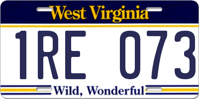 WV license plate 1RE073