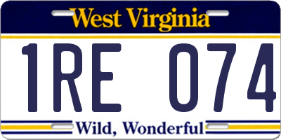 WV license plate 1RE074