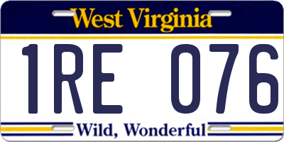 WV license plate 1RE076