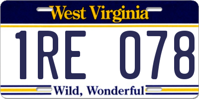 WV license plate 1RE078