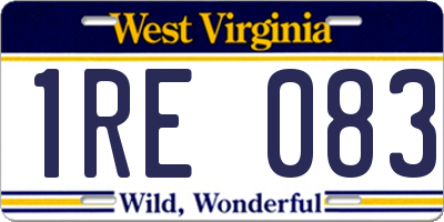 WV license plate 1RE083