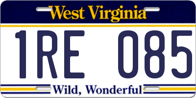 WV license plate 1RE085