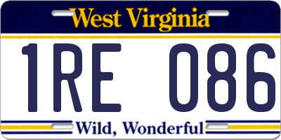 WV license plate 1RE086