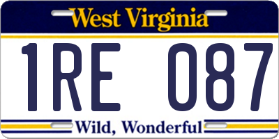 WV license plate 1RE087