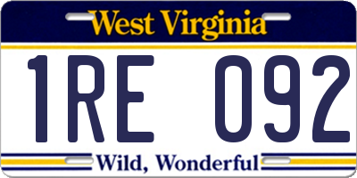 WV license plate 1RE092