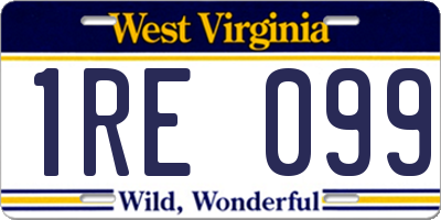 WV license plate 1RE099