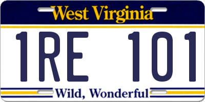 WV license plate 1RE101