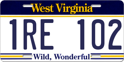 WV license plate 1RE102