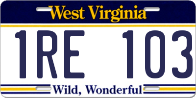 WV license plate 1RE103