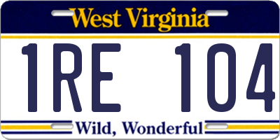 WV license plate 1RE104