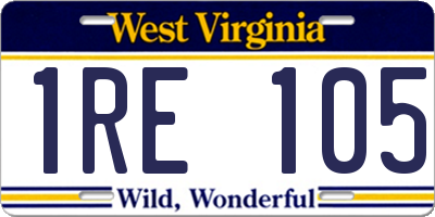 WV license plate 1RE105