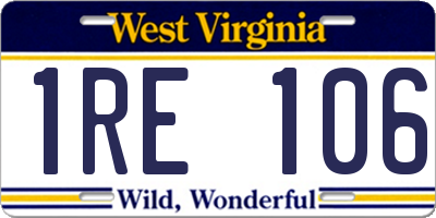 WV license plate 1RE106