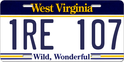 WV license plate 1RE107