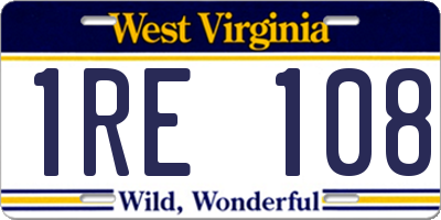 WV license plate 1RE108