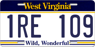 WV license plate 1RE109
