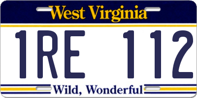 WV license plate 1RE112