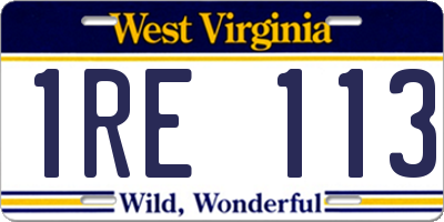 WV license plate 1RE113