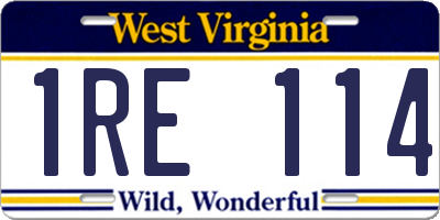 WV license plate 1RE114