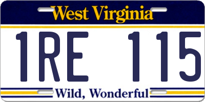 WV license plate 1RE115