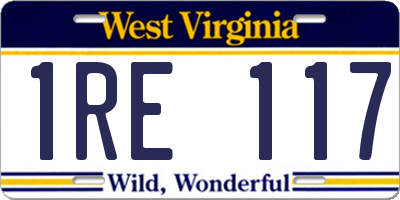 WV license plate 1RE117