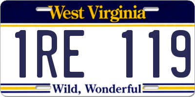 WV license plate 1RE119