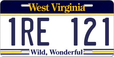 WV license plate 1RE121