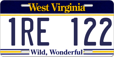 WV license plate 1RE122