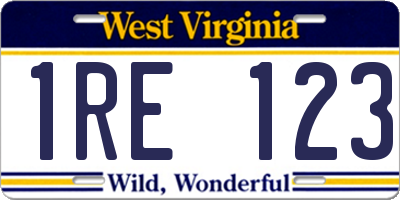 WV license plate 1RE123