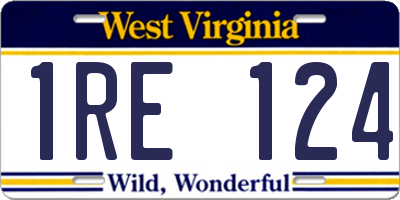 WV license plate 1RE124