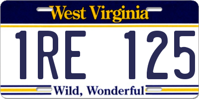 WV license plate 1RE125