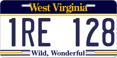 WV license plate 1RE128