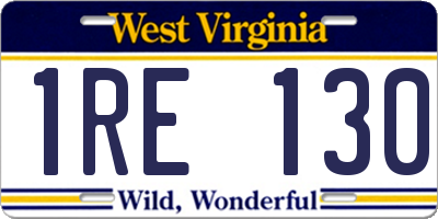 WV license plate 1RE130
